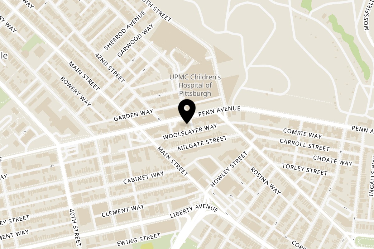 Map showing the location of Taste of India on 4320 Penn Ave in Pittsburgh